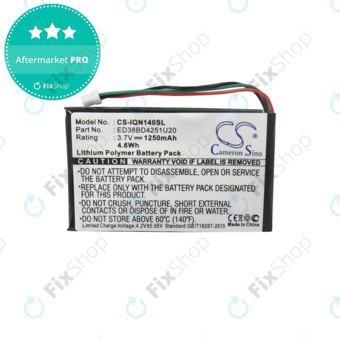 Batteria per Garmin Nüvi 1400, 1450, 1450T, 1490LMT, 1490T, 1490T Pro, ED38BD4251U20, 1250mAh, HQ