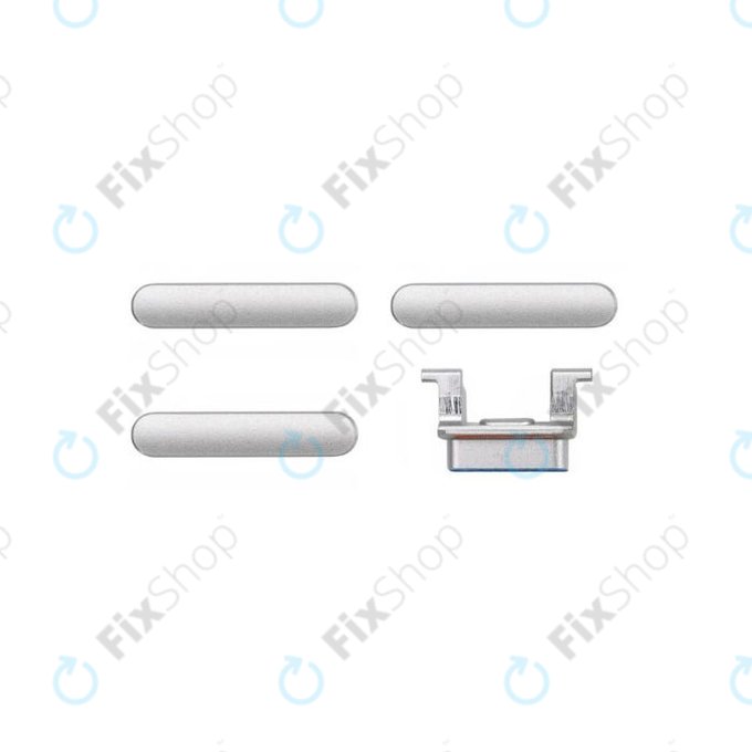 Set pulsanti laterali accensione, volume e silenzioso per iPhone 8, SE 2020, SE 2022, Silver, White