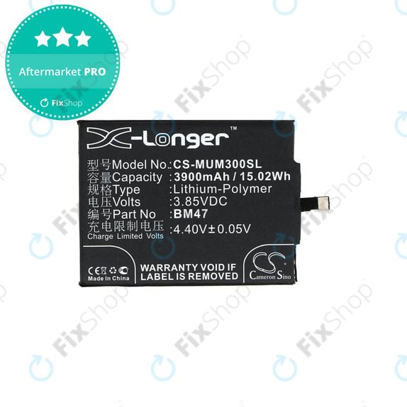 Batteria per Xiaomi Redmi 3, 3S, 3 Pro, 4X, BM47, 3900mAh, HQ