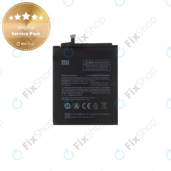 Batteria per Xiaomi Redmi Note 5A, Redmi S2 (Redmi Y2), BN31, 46BN31G05014, 3080mAh, Genuine Service Pack