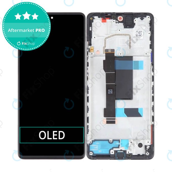Schermo OLED per Xiaomi Redmi Note 12 Pro 5G, Midnight Black, Vetro touch con cornice