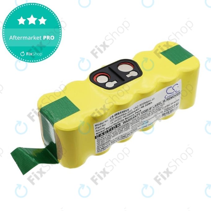Batteria per iRobot Roomba 500, 600, 700, 800, 900-seriess, R3, Scooba 450, Vileda 137173, 11702, GD-Roomba-500, VAC-500NMH-33, Ni-MH, 2800mAh, 14.4V, HQ