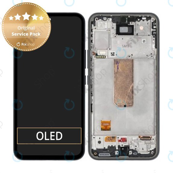 Schermo per Samsung A54 5G A546B, Black, Vetro touch con cornice, GH82-31231A, GH82-31232A, Genuine Service Pack
