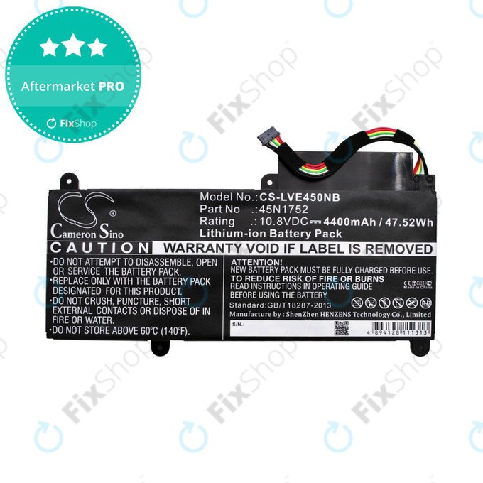Batteria per Lenovo ThinkPad E450, E455, E460, E465, T470p, ThinkPad Edge E450 i7, 45N1752, Li-Ion, 4400mAh, 10.8V, HQ