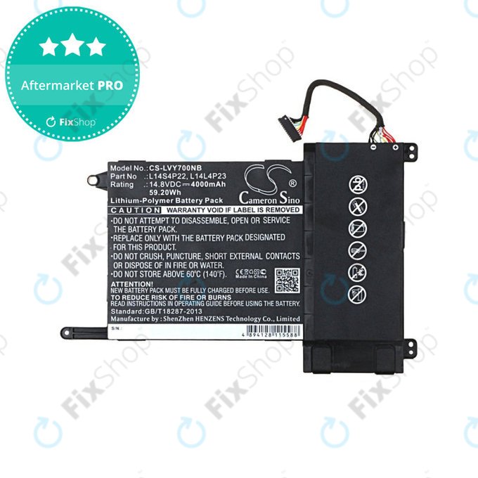 Batteria per Lenovo Eraser Y700, IdeaPad Y700, L14S4P22, Li-Pol, 4000mAh, 14.8V, HQ