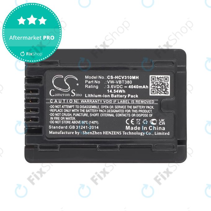 Batteria per Panasonic HC-550EB, VW-VBT380, Li-Ion, 4040mAh, 3.6V, HQ