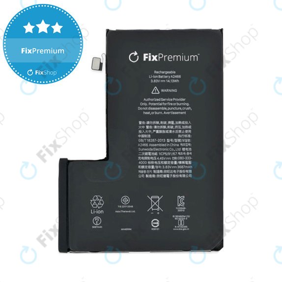 Batteria per iPhone 12 Pro Max, A2466, 3687mAh, FixPremium
