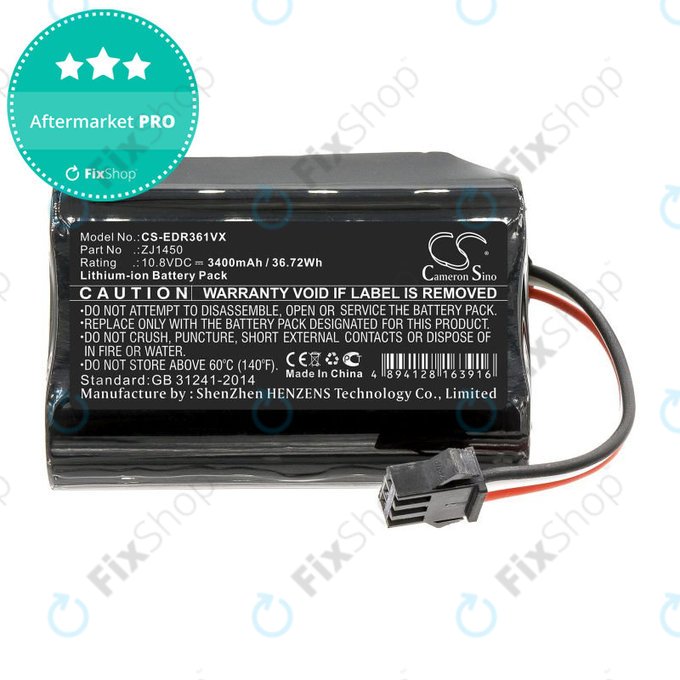Batteria per Ecovacs Deebot Slim, D36 ZJ1450, Li-Ion, 3400mAh, 10.8V, HQ