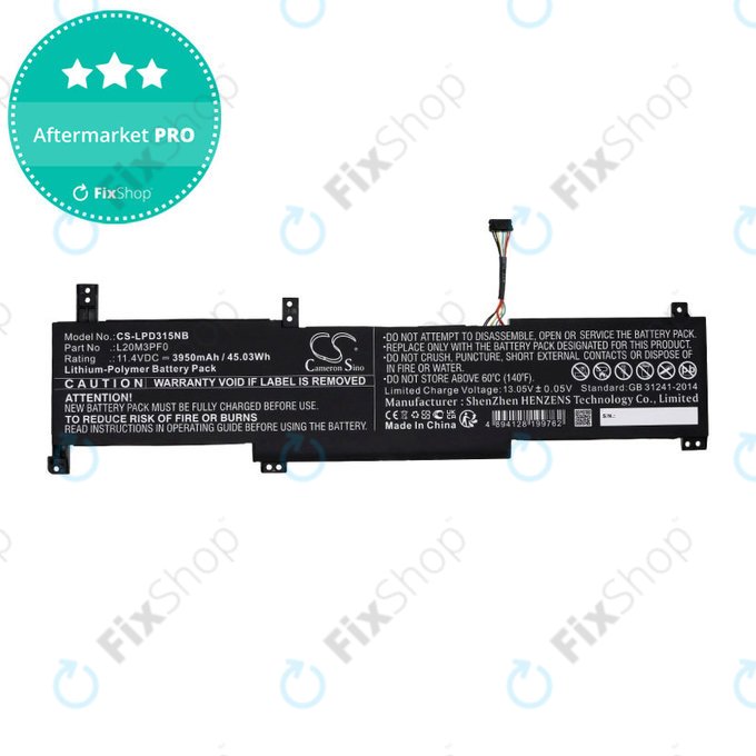 Batteria per Lenovo IdeaPad 3-series, L20M3PF0, Li-Pol, 3950mAh, 11.4V, HQ