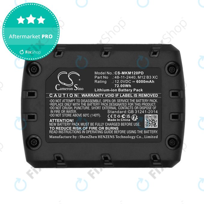 Batteria per Milwaukee M12 Redlithium XC 4.0, M12 B3 XC, M12 B4 XC, Li-Ion, 6000mAh, 12V, HQ