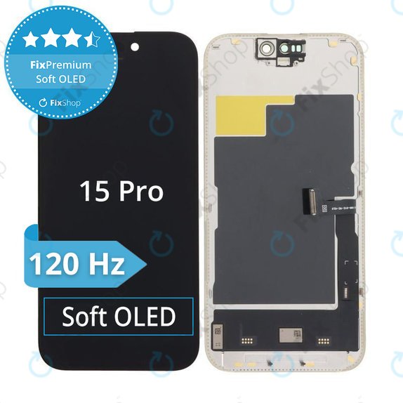 Schermo Soft OLED per iPhone 15 Pro, Vetro touch con cornice, DIAGNOSTIC