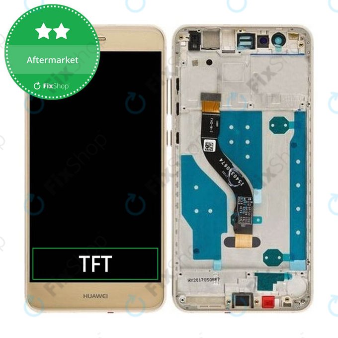 Schermo per Huawei P10 lite, Platinum Gold, Vetro touch con cornice