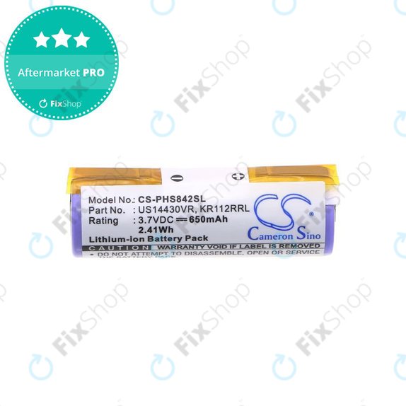 Batteria per Philips HS8420, US14430VR, KR112RRL, Li-Ion, 650mAh, 3.7V, HQ