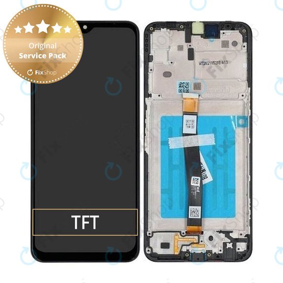 Schermo per Samsung A22 5G A226B, Black, Vetro touch con cornice, GH81-20694A, Genuine Service Pack
