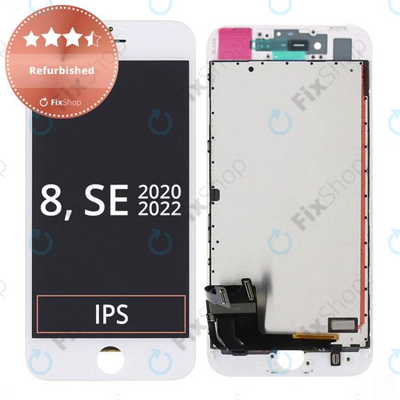 Schermo per iPhone 8, SE (2020), SE (2022), White, Vetro touch con cornice, Refurbished