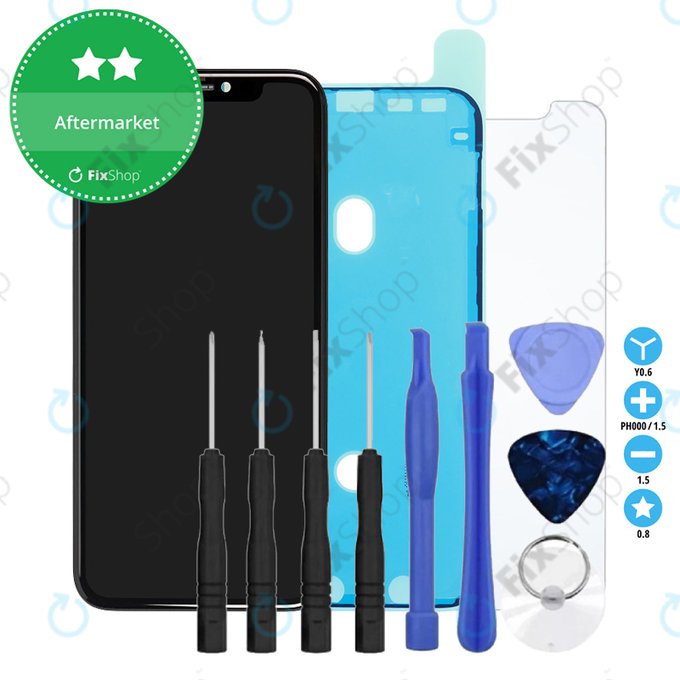 Schermo In-Cell HD+ per iPhone 11, Vetro touch con cornice, Adesivo (Adhesive), Vetro temperato, Kit di attrezzi