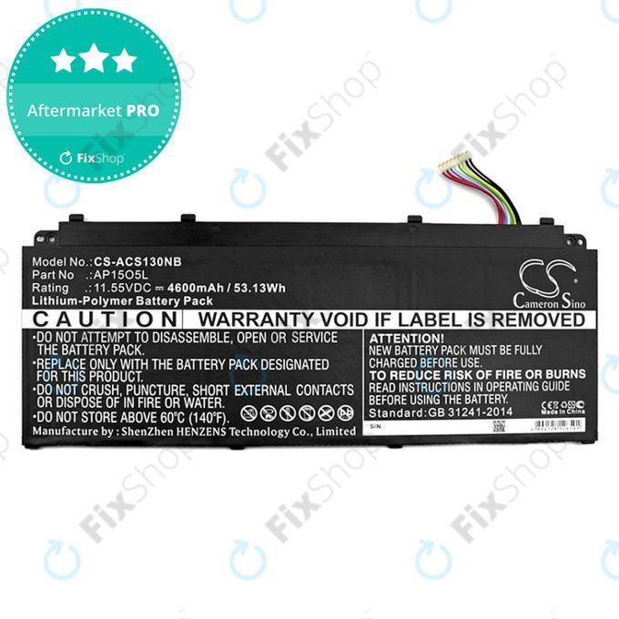 Batteria per Acer Aspire S13, Chromebook R13, AP15O3K, Li-Pol, 4600mAh, 11.55V, HQ