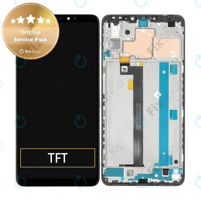 Schermo per Xiaomi Mi Max 3, Black, Vetro touch con cornice, 560610042033, Genuine Service Pack
