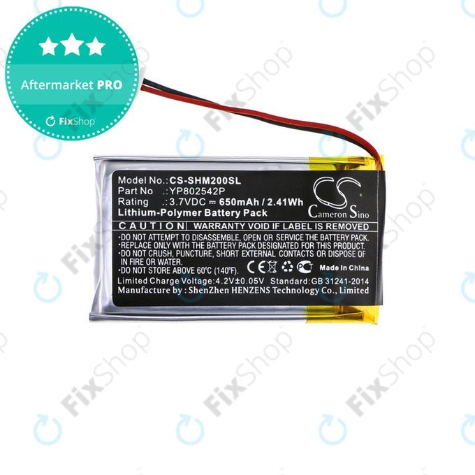 Batteria per Sena SMH-10s, SMH-20s, YP802542P, Li-Pol, 3.7V, 650mAh, HQ
