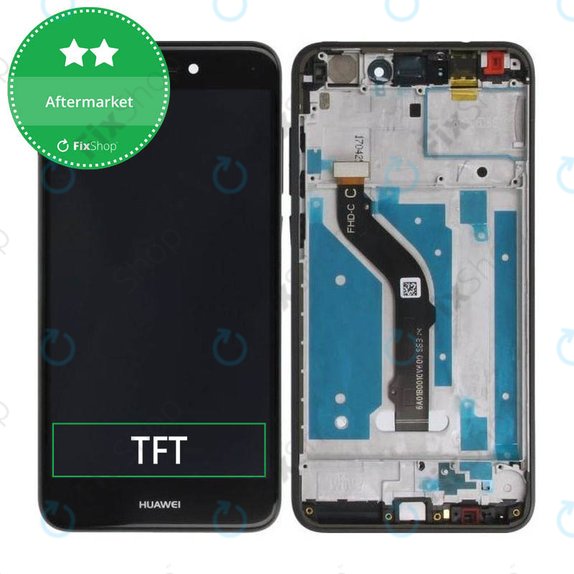 Schermo per Huawei P9 Lite (2017), Honor 8 Lite, Black, Vetro touch con cornice