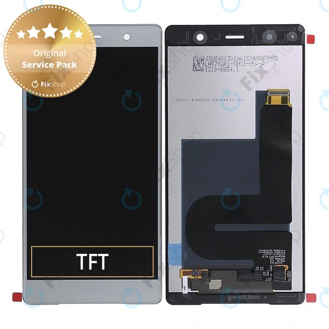 Schermo LCD per Sony Xperia XZ2 Premium, Chrome Silver, Vetro touch senza cornice, Genuine Service Pack