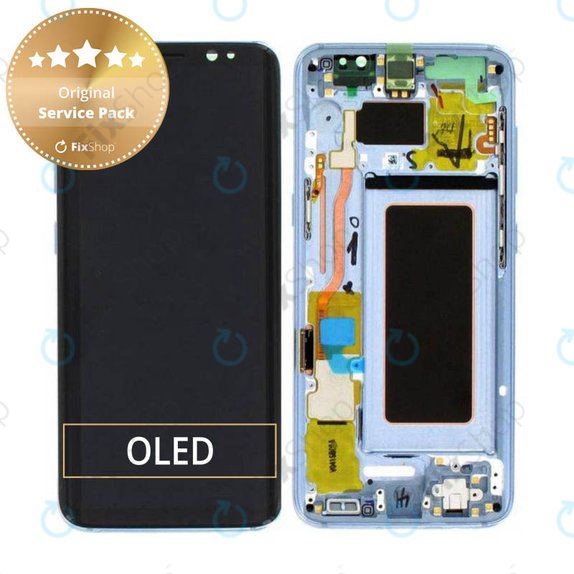 Schermo per Samsung S8 G950F, Coral Blue, Vetro touch con cornice, GH97-20457D, GH97-20473D, GH97-20458D, GH97-20629D, Genuine Service Pack