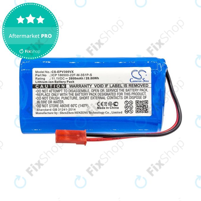 Batteria per Electropan ilife V5, V5s ICP 186500-22F-M-3S1P-S, Li-Ion, 2600mAh, 11.1V, HQ