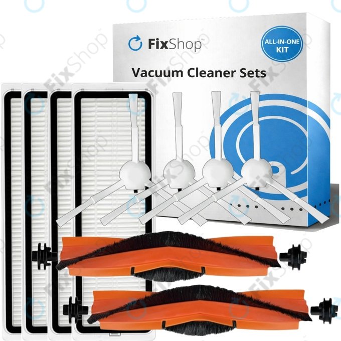 Set di ricambio per Xiaomi Mi Robot Vacuum S20+, S10+, X20+, X10+ (2x spazzola principale, 4x filtro, 4x spazzola laterale - White)