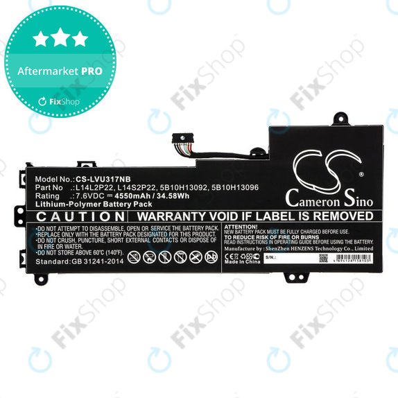 Batteria per Lenovo E31-80, Ideapad 510s-13, 5B10H13092, Li-Pol, 4550mAh, 7.6V, HQ