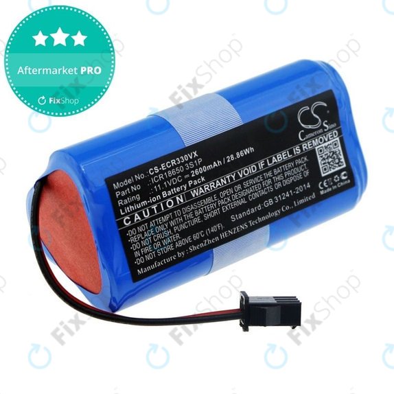 Batteria per Ecovacs CEN330, CR-seriess, ICR18650 3S1P, Li-Ion, 2600mAh, 11.1V, HQ
