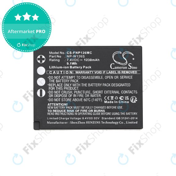 Batteria per Fujifilm Finepix Hs30, X-T30, NP-W126S, Li-Ion, 1230mAh, 7.4V, HQ