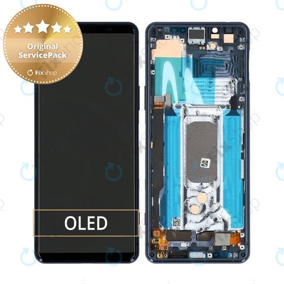 Schermo per Sony Xperia 5 II, Blue, Vetro touch con cornice, A5024934A, Genuine Service Pack