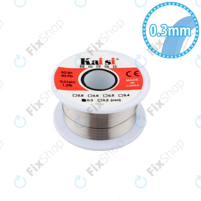 Filo di stagno per saldature di precisione Sn/Pb - 0,3 mm (50 g), Kaisi