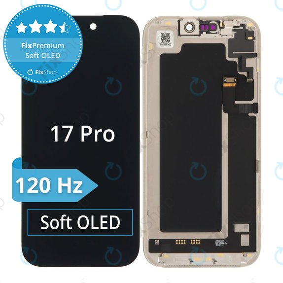 Schermo Soft OLED 120Hz per iPhone 17 Pro, Vetro touch con cornice, DIAGNOSTIC
