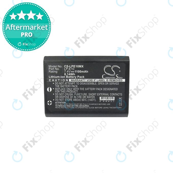 Batteria per Canon EOS 1100D, 1200D, Kiss X50, Rebel T3, T5, LP-E10, Li-Ion, 1100mAh, HQ