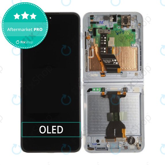 Schermo per Samsung Z Flip 6 F741B, Light Blue, Vetro touch con cornice, GH82-35014C, Genuine Service Pack