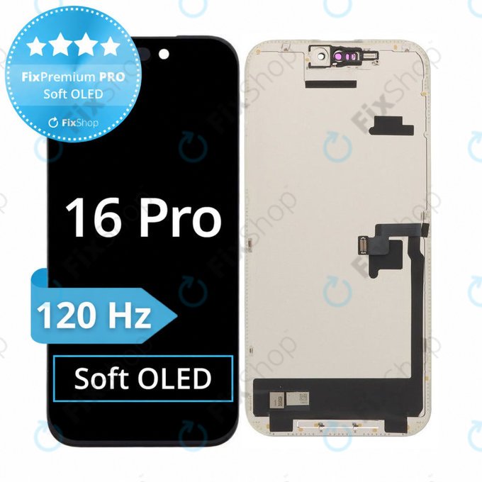 Schermo Soft OLED 120Hz per iPhone 16 Pro, Vetro touch con cornice, FixPremium PRO