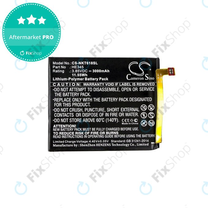 Batteria per Nokia 6.1, 3000mAh, Li-Pol, 3.85 V, HE345, HQ