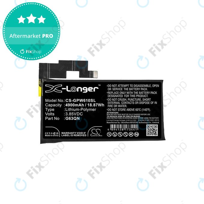Batteria per Google Pixel 6 Pro, G63QN, 4900mAh, HQ