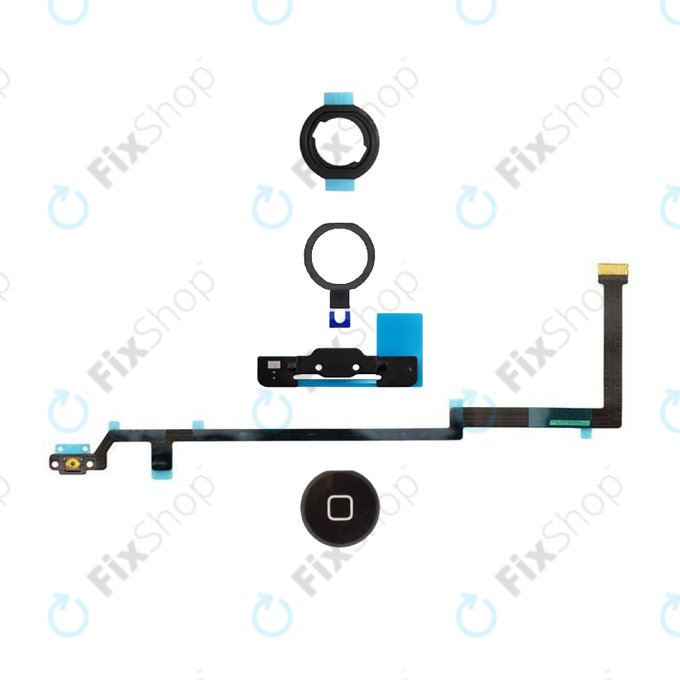 Tasto Home, Cavo flex, staffa, anello in plastica e guarnizione per Apple iPad Air, Black