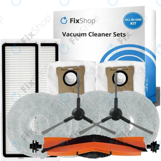 Set di ricambi per Xiaomi Mi Robot Vacuum S20+, S10+, X20+, X10+ (1x spazzola principale, 2x filtro, 2x spazzola laterale - Black, 4x panno mop, 2x sacchetto polvere)