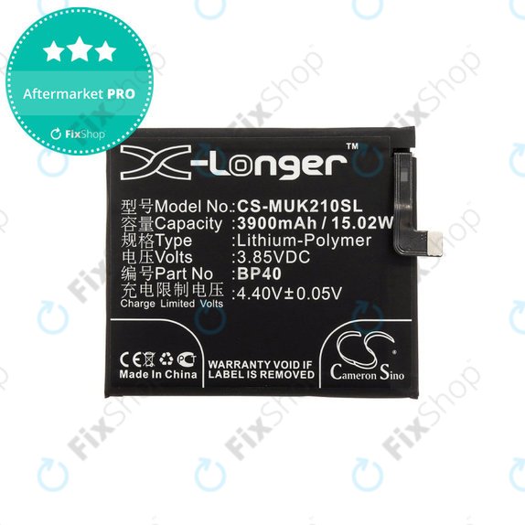 Batteria per Redmi K20 Pro, Redmi M1903f11a, Redmi M1903f11c, 3900mAh, Li-Pol, 3.85 V, BP40, HQ