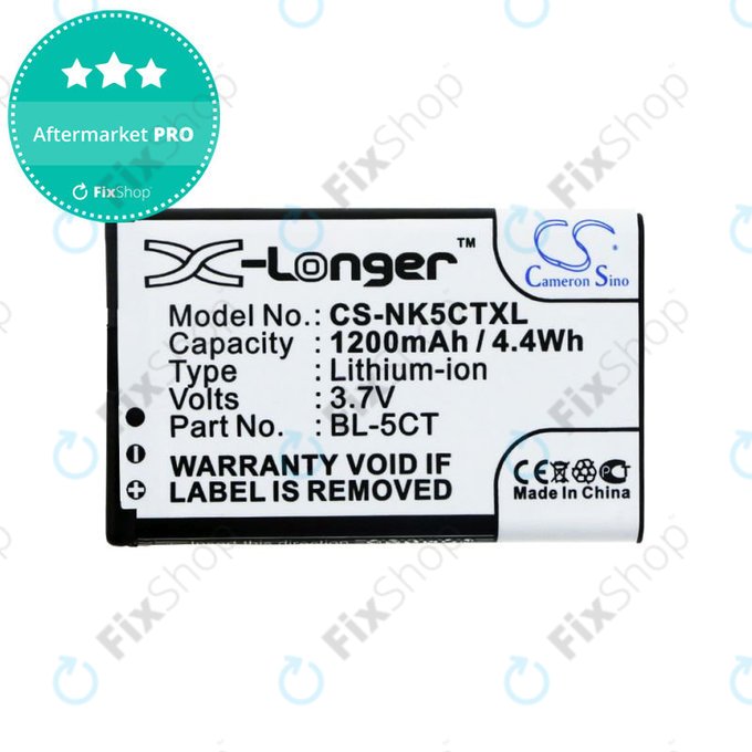 Batteria per Nokia 5220, 5630, 6303, 6700, C5, BL-5CT, Li-Ion, 3.7V, 1200mAh, HQ
