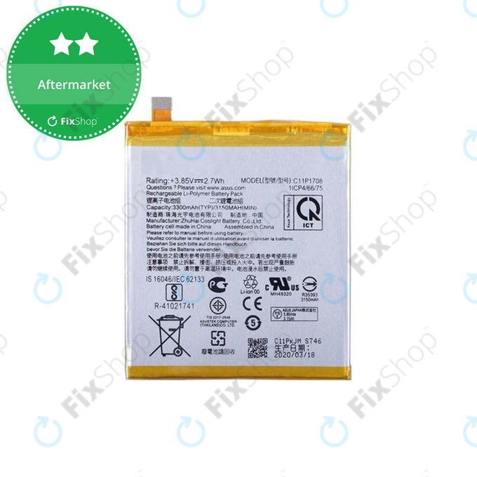 Batteria per Asus Zenfone 5 ZE620KL, 5z ZS620KL, C11P1708, 3300mAh