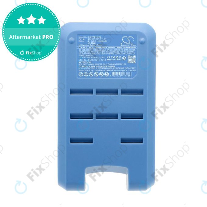 Batteria per Tineco Pure One S11, A11 ZB1965-20P, Li-Ion, 2000mAh, 21.6V, HQ