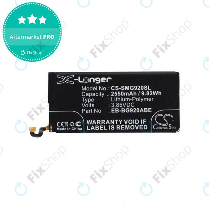 Batteria per Samsung S6 G920F, EB-BG920ABE, 2500mAh, HQ