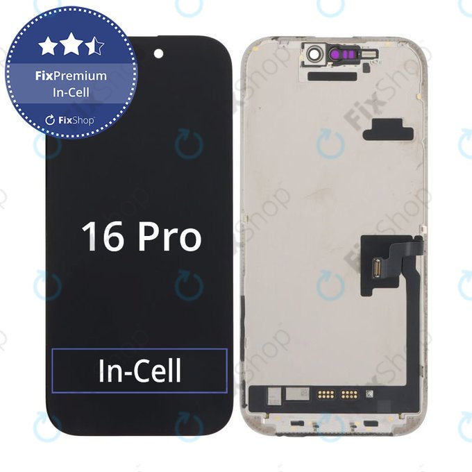 Schermo In-Cell FHD per iPhone 16 Pro, Vetro touch con cornice, FixPremium