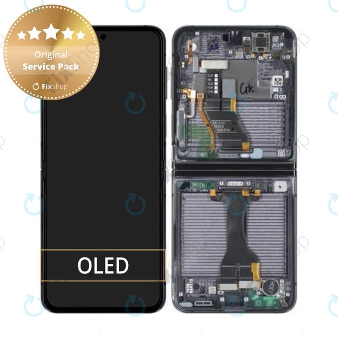 Schermo per Samsung Z Flip 5 F731B, Graphite, Vetro touch con cornice, GH82-31827A, Genuine Service Pack