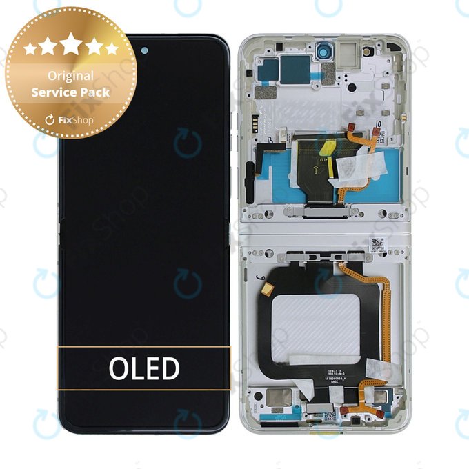 Schermo per Motorola Razr 40, Vanilla Cream, Vetro touch con cornice, 5D68C22835, Genuine Service Pack
