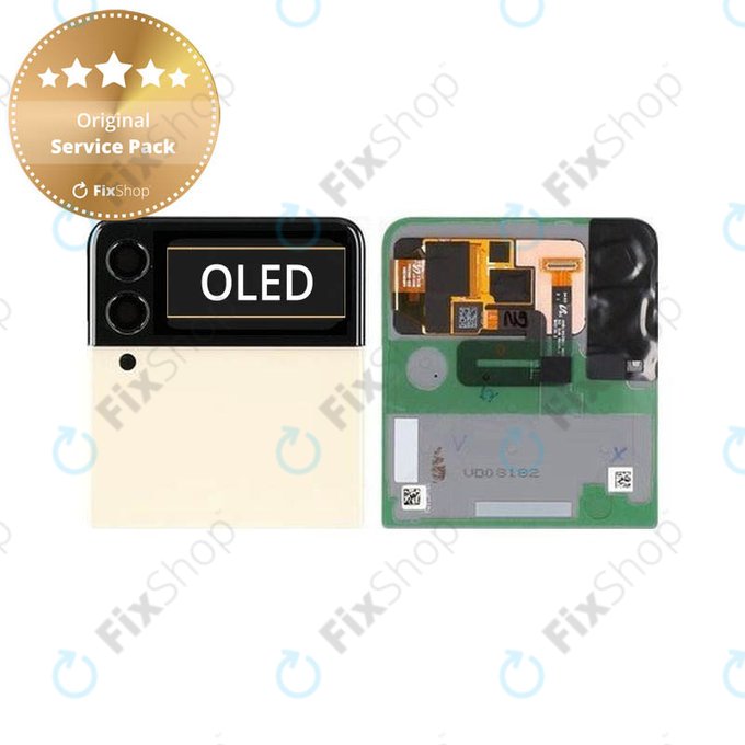 Schermo per Samsung Z Flip 3 F711B, Cream, Vetro touch con cornice, External, GH97-26773B, Genuine Service Pack
